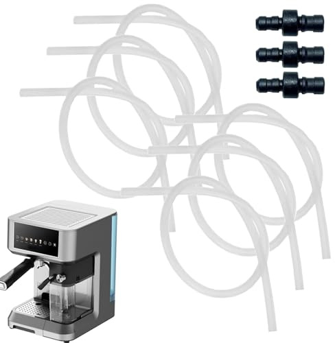 Tubo Latte Caffè - Silicone 38cm | Set di 6 tubi di ricambio e 3 connettori per macchina da caffè con per schiumatore - Strumento schiuma di latte | Home Office Hotel Appartamento