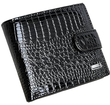 Cartera de Cuero Corta Charol Gran Capacidad Mujer Multifuncional Dos Pliegues(Color 1)