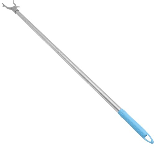 JECOMPRIS Asta per Stendere i Panni in Acciaio Inox 95 Cm Gancio, Bastone Rigido per Abiti da Interno, Supporto per Raggiungere Vestiti in Ambienti Umidi Stile Casuale