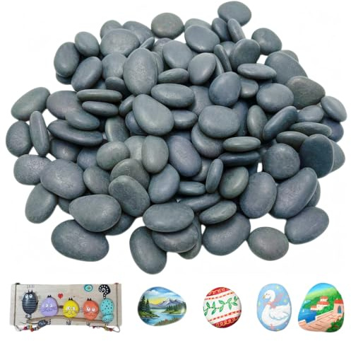 GUOYOU 40 Piezas Piedras para Pintar 1-3cm, Piedra Creativas Pintada a Mano Pintar Piedras & Piedras Decorativas, Planas Naturales Lisas para Manualidades Jardín Acuarios Macetas