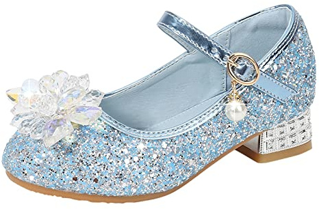 YIzdegg kvällsskor barn flickor: Prinsessskor eleganta glitterskor pärla rosett klädskor strass eleganta högklackade skor med klack Mary Jane skolskor för klänning fest