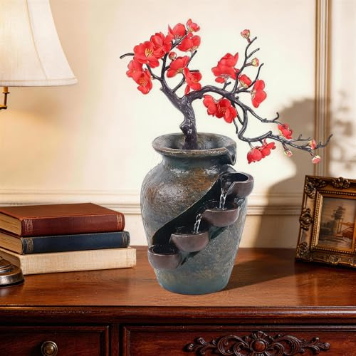 Wasserlauf Vase Tischbrunnen | Moderner Wasserfall Dekovase | Indoor Wasserbrunnen Innenraum Als Tischdekoration Für Wohnzimmer Büro