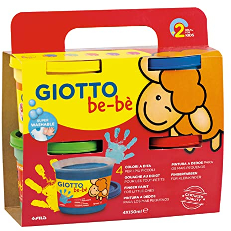 GIOTTO be-bè 4672 00 - Super Fingerfarbe, farbig sortiert, 150 ml (4er Pack)