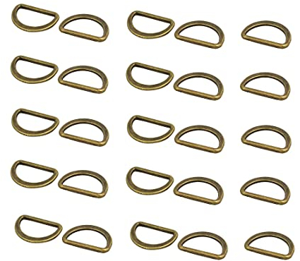 sourcing map 25 Stück 20mm Zinklegierung Legierung flach typisierte D geschweißte Ring Bronze Ton DE de