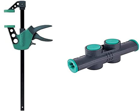 wolfcraft 3023000 Serre-joint 1 main Easy 75-500 - Saillie 75 mm/Ouverture 500 mm - Force de Serrage max. 90 kg - Garantie 10 ans & Connecteur pour Serre-Joints à 1 Main - Ouverture max. 200 mm