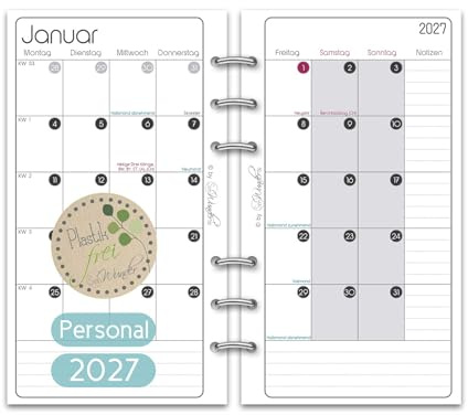 SinnWunder / 2027 / Kalendereinlage teilbarer Monatsplaner/Personal (A6)