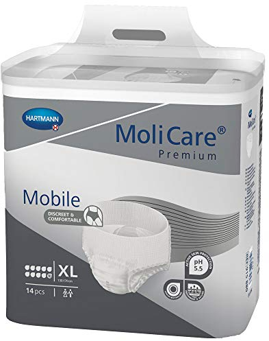 MoliCare Premium Mobile Einweghose: Diskrete Anwendung bei Inkontinenz für Frauen und Männer; 10 Tropfen, Gr. XL (130-170 cm Hüftumfang), 14 Stück