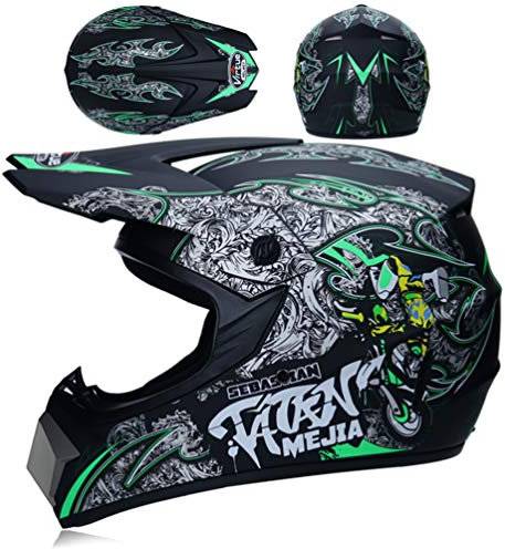 Amacigana® Motocross Helme Downhill Helme Motorrad Crosshelme & Endurohelme Jugend Kinder Offroad Helm Motocross Gear Combo Mask Brillenhandschuhe (Style #12, M)