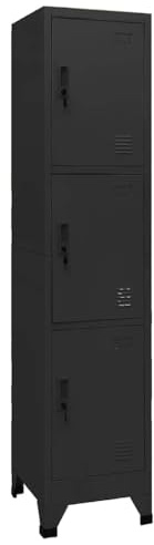 vidaXL Armoire à Casiers Classeur Meuble de Rangement d'Equipements de Sport Produits de Nettoyage Intérieur Bureau Noir 38x45x180 cm Acier