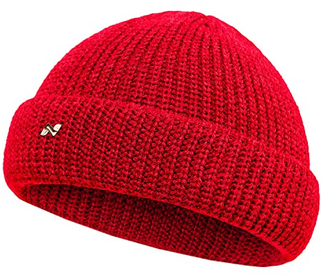 NYTTED® Fiskarmössa för män och kvinnor – unisex cousteau-mössa tillverkad i Tyskland – fiskehatt av 100% finaste ny ull I vintermössa män I Troyer män (röd)