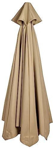 Couverture Supérieure de Remplacement de Parasol de Cour de Marché de Table Extérieure de Patio de 2,7 M avec Auvent de Parasol de Remplacement à 8 Nervures pour Parasols de Piscine(Brun-8Côtes)