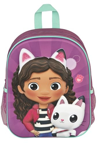 Undercover - Gabby's Dollhouse 3D Rucksack - Kinderrucksack mit Gabby Motiv - Verstellbare Schultergurte - Mit seitlichen Netztaschen - ab 4 Jahren