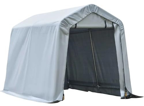 Tettoia Auto Per Esterno Garage portatile for auto coperto da 6' X 8', tenda da stoccaggio for impieghi gravosi, riparo for stoccaggio in patio con copertura in PE anti-UV e doppie porte con cerniera