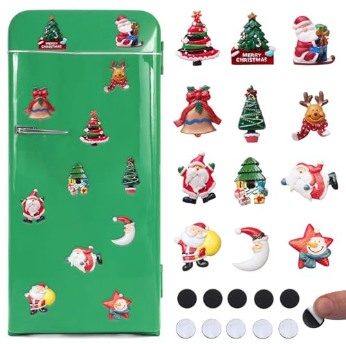 MLPKOI 12 Pezzi Magneti Frigorifero, Magneti di Natale, Calamite Decorativi Colorati, Divertenti Magneti Decorativi per il Frigorifero, nNatale Babbo Natale 3D, per Ufficio, Decorazione Della Casa