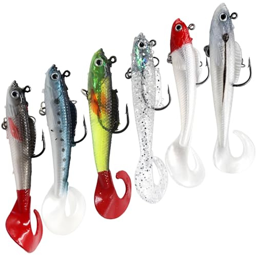 Lures, Pike Fishing Lures, 6 Pack 10CM Soft Silicone Fishing Lure, Soft Lure, Jig Head Artificial Bait, Pike Fishings Accessories are Suitable for Freshwater and Saltwater Fishings