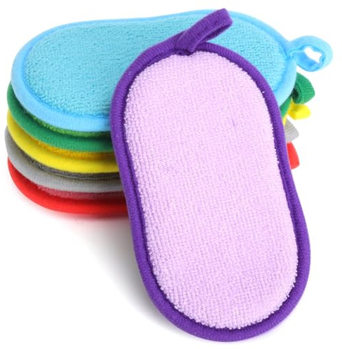 YPLANGENT 6 Stück SpüLschwamm Waschbar mit Hangseil, Mikrofaser KüChenschwamm 16×10×2cm Putzschwamm SchwäMme KüChe Reinigungsschwamm Doppelseitiges Material Geeignet für KüChen und Badezimmer