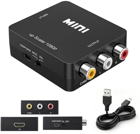 MIMISOLA Convertidor HDMI a RCA, Adaptador HDMI a AV de Audio y Video, Soporte 1080P, Adaptador Euroconector para DVD STB PS2 PS3 PS4 TV Gamecube VHS Camara Laptop VCR Proyector