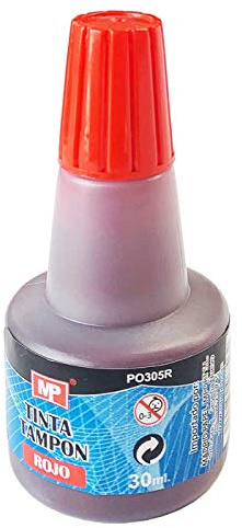 Acan Pack de 4 Botes de Tinta roja para tampón de Sellos
