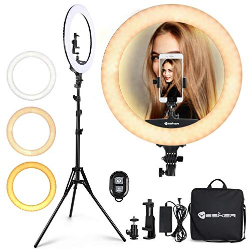 ShallWe 8 Selfie Ring Light with Tripod Stand & Cell Phone Holder for Live Stream/Makeup, Mini LED Camera Ringlight for YouTube Video-Photography Compatible with iPhone Xs Max XR Android
