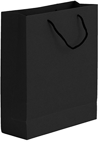 10 Stück Verdickte Papiertüten mit Henkel Geschenktüten Papiertragetaschen Geschenktaschen Kraftpapier Tüten Geschenktüten für Lebensmittel Backen Merchandise Boutique Einzelhandel Schwarz 28*10*33cm