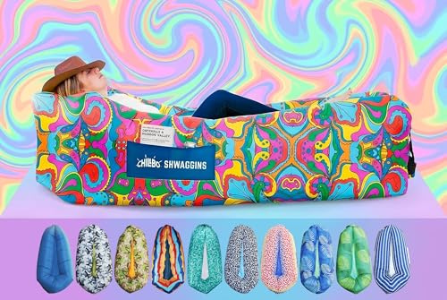 Chillbo Shwaggins air Lounger, 60's Psychedelic, Blow up Couch for Camping