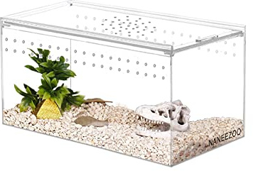 NANEEZOO Magnetic Acrylic Reptile Terrarium Enclosure, 8 x 4 x 4 Reptile Insect Breeding Box for Small Reptiles, Invertebrates, Mantis, Spider, Cricket, Tarantula