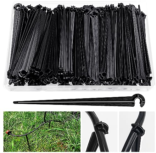 VooGenzek 100 Pièces Piquets de Support de Tuyau D'irrigation, D'irrigation D'égouttement Support, Irriging Drip Support Stakes, pour Tube d'égouttement 4/7mm, pour Potagers, Jardins, Parterres