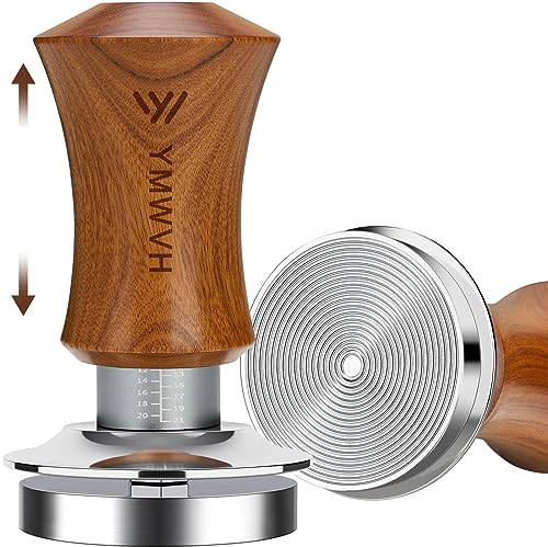 YMWVH Kaffee Tamper mit Base Ripple 58.3mm,Espresso Tamper,Kaffeetamper aus Edelstahl, eleganter Walnussgriff für Cafés und Kaffeeliebhaber