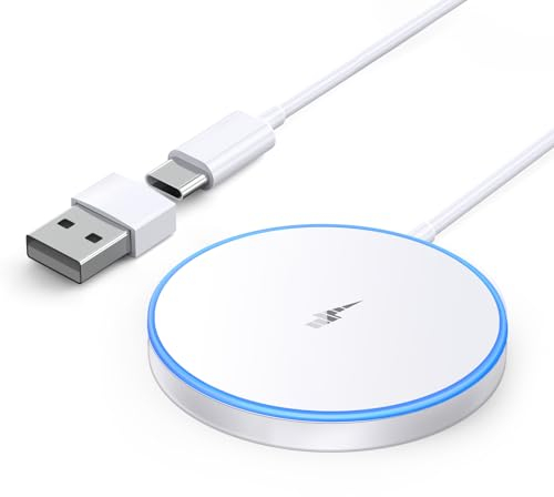 Mag-Safe Ladegerät iPhone, Wireless Charger induktive ladestation für iPhone 16 Pro Max/16 Pro/16 Plus/16/15 Pro Max/15/14/13/12 Serie, AirPods 3/2, LED kabelloses ladegerät mit Zwei Ladeanschlüssen