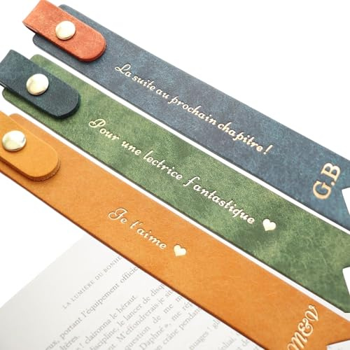 Marque-page en cuir véritable - Fait main, personnalisable - Cadeau élégant pour les passionnés de lecture