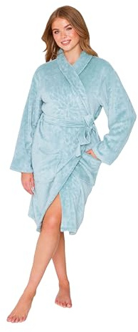 TURTLE Women Coral Green Fleece Robes Solid Robes Nightdress Summer Loungewear Bathrobes Robe Sleepwear Dressing Gown Soft Comfortable Lightweight Open Front Waffle (L (Large))