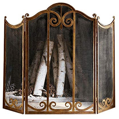 ZXLAGDBP Pare-étincelles pour cheminée, Grille Pare-étincelles en Fer Finition Bronze, Pare-feu pour cheminée et poêle, Pare-feu autoportant pour cheminée - 45 × 35,4 po