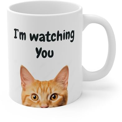 MugsByAly Funny Cat Coffee Mug, I'm Watching You, Orange Tabby