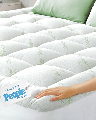 Green Viscose Made from Bamboo Mattress Topper 140x190 cm, 800 gsm with Skirt 7D/3D 70/30