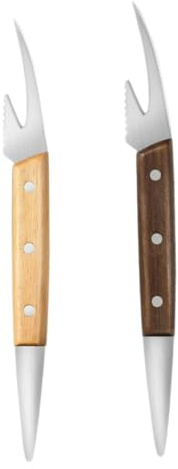 MOTHNUR 2 piezas Pelador de Gambas de Acero Inoxidable y Madera Herramienta Compacta y Portátil para Cocina Doméstica y Profesional Práctico Pelador y Desvenador de Camarones de Unidades