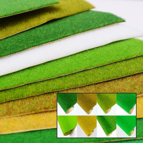 Moquette de gazon en rouleau pour paysages de jeux de guerre, chemin de fer et table de sable avec aspect gazon naturel et construction robuste (F)