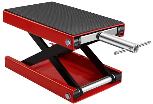 Elevador de moto de tijera de 500 kg, altura ajustable de 160 a 475 mm, plataforma antideslizante, sin ruedas ni pernos de seguridad, elevador de acero resistente para moto, ATV y mantenimiento de UTV
