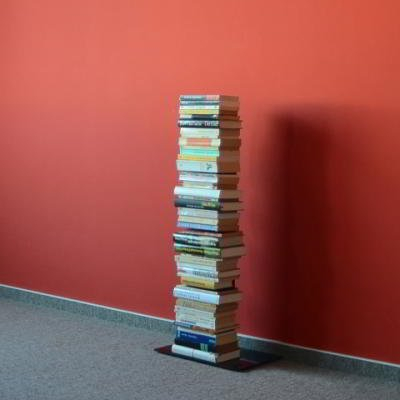 Radius Design Booksbaum Single Stand Klein Schwarz – Standregal aus pulverbeschichtetem Stahl, 90 cm hoch, platzsparendes Bücherregal mit Fuß & Einlegeböden, modernes Design (734A)