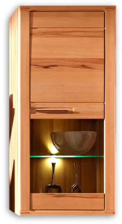 Stella Trading Nature Plus Hängevitrine aus Kernbuchenholz teil-massiv - Glasvitrine mit schöner LED Beleuchtung - 60 x 127 x 40 cm (B/H/T)