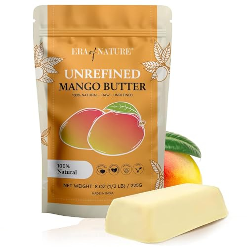 Best Raw, oraffinerat MANGO smör, fantastisk fuktkräm, kan användas ensam eller i gör-det-själv-kroppssmör, tvålar, lotioner och läppbalsam – 100 % ren och fräsch