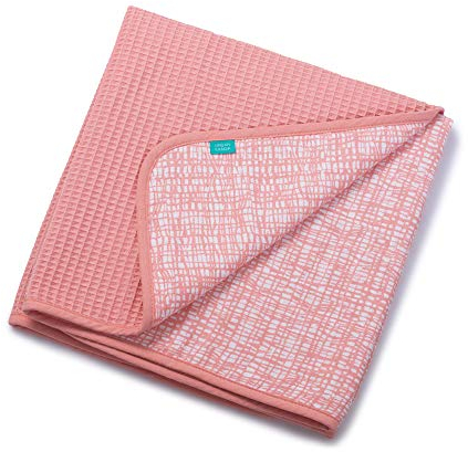 Urban Kanga Babydecke 2 Lagige Kinderwagen-Decke aus 100% Baumwolle 100 X 70 cm (Rosa Masche)