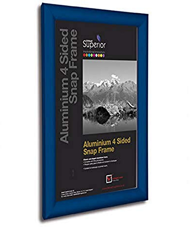 Stewart Superior A1 Aluminium 4 Sided 25mm Front Loading Picture/Poster Snap Frame - Blue BLUEA1