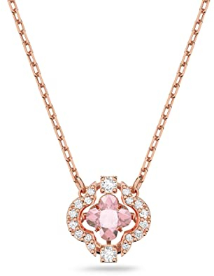 Swarovski Una Halskette, Glücksklee, Rosa, Roségold-Legierungsschicht