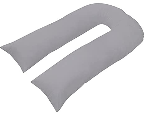 ARLINENS 9ft/12ft U Shaped Pillowcase Cover Pregnancy Maternity Nursing Full Body Ultimate Back Support Pillowcase Cover in white cream & silver colors (Silver, 12ft Case Only)