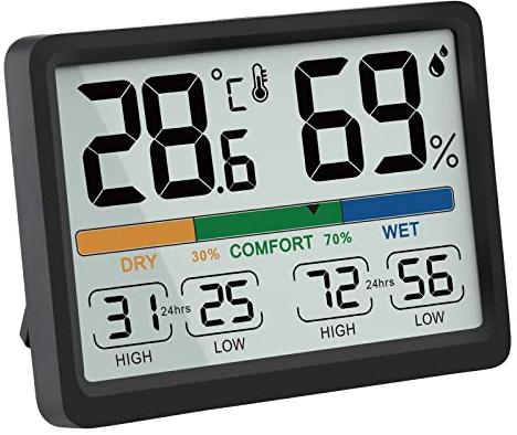 AIMILAR Innenthermometer für den Raum Digital Hygrometer Messgerät Temperatur und Luftfeuchtigkeitsmesser Magnetisch mit Hoch Tief Anzeige