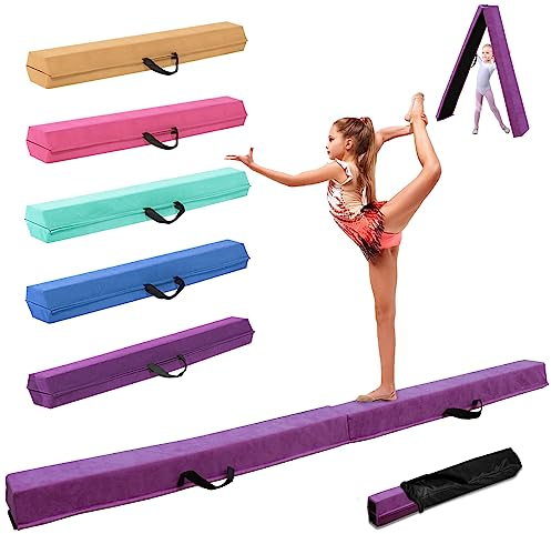 SportBob Schwebebalken für Zuhause, 300cm Balken Turnen Klappbar Tragbar für Kinder Erwachsene, Gymnastik Balken Balance Beam mit Rutschfester Gummiboden für Professionelle Turner oder Anfänger