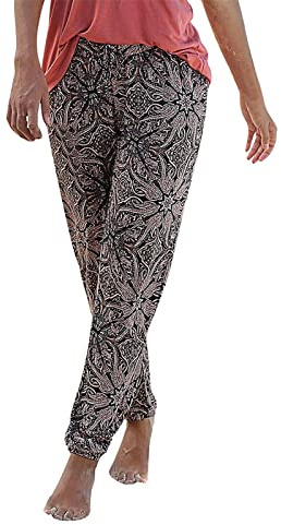 Générique Pantalon Fluide Femme été Imprimé Bohème Taille Haute Baggy Pantalon De Plage avec Poche Vintage Casual Taille Elastique Chic Petites Jambes Pantalon Léger Confortable Yoga Pants
