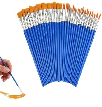 60 Piezas Set de Pinceles para Pintura Acrílica y Acuarela - Para Niños, Principiantes y Artistas - Pinceles de Nylon Pequeños para Pintura Detallada y Manualidades