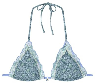Women'secret Gathered Boho Flower Top Bikini, Azul, 95B para Mujer
