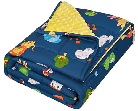 WOLTU Manta Pesada, Manta de Peso, 3 kg, 105x150 cm, con Perlas de Vidrio, Transpirable de Algodón, Sueño Profundo y Mejor Descanso